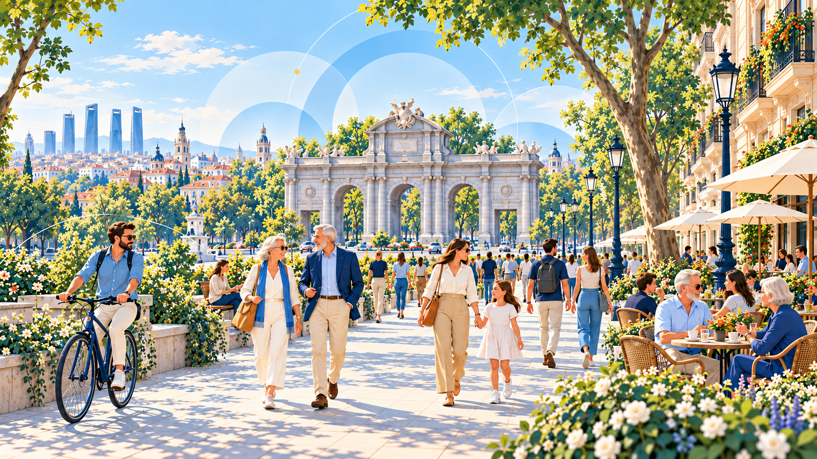 Ilustración de Madrid como ciudad para la longevidad y para todas las generaciones